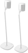 Load image into Gallery viewer, GT STUDIO SONOS Speaker Stands for SONOS One, One SL, PLAY:1, PLAY:3, Premium Design Improves Surround Sound, Heavy Base, Complete Cord Concealment - (Pair, White)
