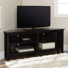 Load image into Gallery viewer, Walker Edison Furniture Company Simple Farmhouse Wood Corner Stand for TV's up to 65" Living Room Storage Shelves Entertainment Center, 58", Driftwood
