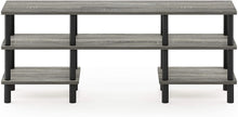 Load image into Gallery viewer, Furinno Turn-N-Tube 3-Tier Multipurpose Wide Shelf TV Stand, French Oak Grey\/Black
