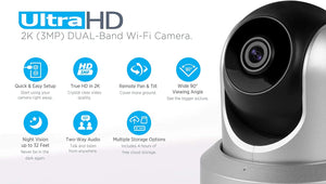 Amcrest UltraHD 2K WiFi Camera 3MP (2304TVL) Dualband 5ghz \/ 2.4ghz Indoor Pan\/Tilt\/Zoom Surveillance Wireless IP Camera, Home Video Security System w\/IR Night Vision, Two-Way Talk IP3M-941 (Silver)