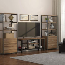 Load image into Gallery viewer, TV Stand, 59 InchesTribesigns Industrial Rustic Media Stand for 60 Inches TV, Large 3-Tier Entertainment Center with Metal Mesh Shelf, Media Console Table for Living Room
