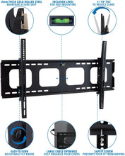Load image into Gallery viewer, Mount-It! Large Tilting TV Wall Mount Bracket | 42 43 50 55 58 65 70 75 80 Inch | 220 Pound Capacity | VESA Compatible | Low Profile | Flat Screens
