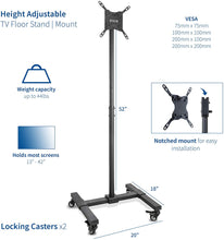 Load image into Gallery viewer, VIVO Mobile TV Display Stand for 13 to 42 inch LED LCD Flat Panel Screens | Rolling Floor Stand Height Adjustable Mount with Wheels (STAND-TV07W)
