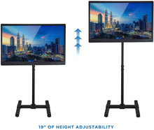 Load image into Gallery viewer, MOUNT-IT! TV Floor Stand for Flat, Curved, LCD, LED, and Plasma Screens [Fits 13 to 42] Tall Adjustable Height, Steel PC Monitor Mount, VESA Compatible 100 and 200, Indoor and Outdoor (Black)
