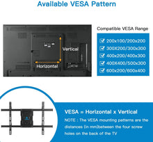 Load image into Gallery viewer, Full Motion TV Wall Mount Bracket Dual Articulating Arms Swivels Tilts Rotation for Most 37-70 Inch LED, LCD, OLED Flat Curved TVs, Holds up to 132lbs, Max VESA 600x400mm by Pipishell
