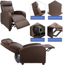 Load image into Gallery viewer, Devoko Recliner Chair Massage Home Theater Seating PU Leather Modern Living Room Chair Padded Cushion Reclining Sofa (Brown)
