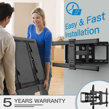 Load image into Gallery viewer, PERLESMITH Full Motion TV Wall Mount Bracket Dual Articulating Arms Bear up to 132lbs for Most 37-70 inch TV with Tilt, Swivel, Rotation fit LED, LCD, OLED, Plasma Flat Screen TV, Max VESA 600x400mm
