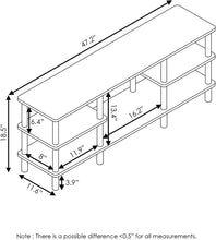 Load image into Gallery viewer, Furinno Turn-N-Tube 3-Tier Multipurpose Wide Shelf TV Stand, French Oak Grey\/Black
