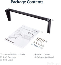Load image into Gallery viewer, StarTech.com 1U Wall Mount Patch Panel Bracket – 19 in – Steel - Vertical Mounting Bracket for Networking and Data Equipment (RK119WALLV),Black
