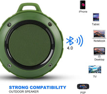 Load image into Gallery viewer, Outdoor Waterproof Bluetooth Speaker,Kunodi Wireless Portable Mini Travel Speaker with Subwoofer, Enhanced Bass, Built in Mic for Sports, Pool, Beach, Hiking, Camping (Green)
