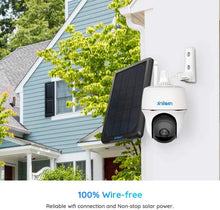 Load image into Gallery viewer, Reolink Argus PT w\/Solar Panel - Wireless Pan Tilt Solar Powered WiFi Security Camera System w\/Rechargeable Battery Outdoor Home Surveillance, 2-Way Audio, Support Alexa\/Google Assistant\/Cloud
