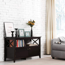 Load image into Gallery viewer, YAHEETECH X Shape Wooden TV Stand Base Console Storage Cabinet Home Media Entertainment Center with 2 Doors Living Room Furniture
