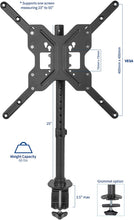 Load image into Gallery viewer, VIVO Black Ultra Wide Screen TV Desk Mount for up to 55 inch Screens | Full Motion Height Adjustable Single Television Stand (STAND-V155C)
