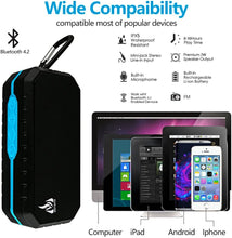 Load image into Gallery viewer, Bluetooth Wireless Speakers Waterproof IPX5 with HD Enhanced Bass Outdoor Wireless Portable Phone Speakers Built-in Mic Support FM AUX TF Card USB for iPhone iPad Android Phones Computer Etc. (Blue)
