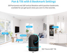 Load image into Gallery viewer, Foscam Security Camera WiFi IP Home Camera,R2C 1080P HD Baby Monitor Wireless Pet Camera with AI Human &amp; Sound Detection, Free Cloud, 2-Way Audio,Works with Alexa, Pan\/Tilt, Night Vision, Black
