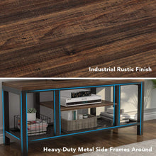 Load image into Gallery viewer, TV Stand, 59 InchesTribesigns Industrial Rustic Media Stand for 60 Inches TV, Large 3-Tier Entertainment Center with Metal Mesh Shelf, Media Console Table for Living Room
