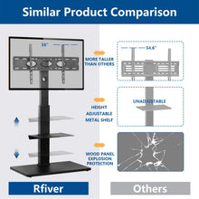 Load image into Gallery viewer, Rfiver Universal Swivel Floor TV Stand for Most 32"-65" LCD LED Flat\/Curved Screen TVs, TV and Media Shelf Height Adjustable, Sturdy Wood TV Mount Stand with Internal Cable Management, Black
