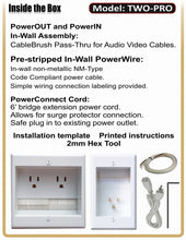 Load image into Gallery viewer, PowerBridge TWO-PRO-6 Dual Power Outlet Professional Grade Recessed In-Wall Cable Management System for Wall-Mounted Flat Screen LED, LCD, and Plasma TV’s

