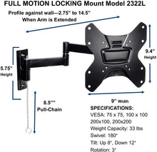 Load image into Gallery viewer, Master Mounts 2322L-2 Portable Travel RV TV Mount Locking Articulating Arm Allows 1 TV to be Used in 2 Locations, Keeps TV Secure in Moving Vehicles up to 50" &amp; 200x200
