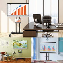 Load image into Gallery viewer, TAVR Mobile TV Stand Rolling TV Cart Floor Stand with Mount on Lockable Wheels Height Adjustable Shelf for 32-70 inch Flat Screen or Curved TVs Monitors Display Trolley Stand Loading 110lbs
