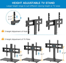 Load image into Gallery viewer, PERLESMITH Universal TV Stand Table Top TV Base for 37 to 70 inch LCD LED OLED 4K Flat Screen TVs - Height Adjustable TV Mount Stand with Tempered Glass Base, VESA 600x400mm, Holds up to 99lbs
