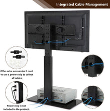 Load image into Gallery viewer, TAVR Universal Floor TV Stand Base with Swivel Height Adjustable Mount for 32 37 42 47 50 55 60 65 inch Plasma LCD LED Flat or Curved Screen TVs,Tempered Glass Base for Media Storage

