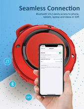 Load image into Gallery viewer, Outdoor Waterproof Bluetooth Speaker,Kunodi Wireless Portable Mini Shower Travel Speaker with Subwoofer, Enhanced Bass, Built in Mic for Sports, Pool, Beach, Hiking, Camping (Red)
