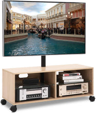 Load image into Gallery viewer, Rfiver Universal Mobile TV Stand Trolley Cart with Swivel Mount for Most 32"-65" LCD LED Plasma Flat\/Curved Screen TVs, Height Adjustable and Locking Wheels, Black Heavy Duty TV Mount Stand
