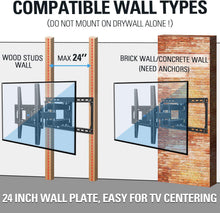 Load image into Gallery viewer, Mounting Dream TV Mount Full Motion TV Wall Mounts for 26-55 inch, Some up to 65 inch LED, LCD Flat Screen TV, Wall Mount Bracket up to VESA 400 x 400mm 99 lbs. Fits 16”, 18”, 24” Wood Studs MD2380-24
