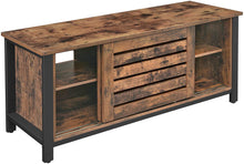 Load image into Gallery viewer, VASAGLE Lowell TV Stand, TV Cabinet with Sliding Doors and Storage Shelves, Entertainment Center, Console Table for TVs up to 50 Inches, Entertainment Room, Rustic Brown ULTV41BXV1
