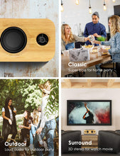 Load image into Gallery viewer, AOMAIS Life Bluetooth Speakers, 30W Loud Home Party Wireless Speaker, 2 Woofer &amp; 2 Tweeters for Super Bass Stereo Sound, 100 Ft Bluetooth V5.0 and 12-Hour Playtime Subwoofer - Imitation Bamboo Panel
