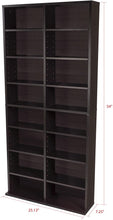 Load image into Gallery viewer, Atlantic Oskar Adjustable Media Cabinet - Holds 464 CDs, 228 DVDs or 276 Blu-rays, 12 Adjustable and 4 fixed shelves PN38435719 in Espresso
