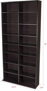 Atlantic Oskar Adjustable Media Cabinet - Holds 464 CDs, 228 DVDs or 276 Blu-rays, 12 Adjustable and 4 fixed shelves PN38435719 in Espresso