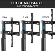 Load image into Gallery viewer, FITUEYES Universal TV Stand/Base Tabletop TV Stand with Wall Mount for 32 to 65 inch Flat Screen 3 Level Height Adjustable, Heavy Duty Tempered Glass Base, Holds up to 110lbs Screens TT107001GB

