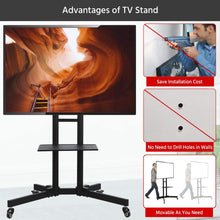 Load image into Gallery viewer, Yaheetech Mobile TV Cart with Mount on Wheels for 32-65 Inch LCD LED Plasma Flat Screens Height Adjustable Rolling TV Stand with Tray Max VESA 600x400mm
