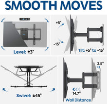 Load image into Gallery viewer, Mounting Dream TV Wall Mounts TV Bracket for 42-70 Inch TVs, Premium TV Mount, Full Motion TV Wall Mount with Articulating Arms, Max VESA 600x400mm and 100 LBS, Fits 16", 18", 24" Studs MD2296-24K
