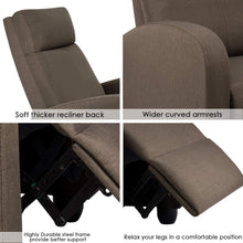 Load image into Gallery viewer, JUMMICO Fabric Recliner Chair Adjustable Home Theater Single Massage Recliner Sofa Furniture with Thick Seat Cushion and Backrest Modern Living Room Recliners (Brown)
