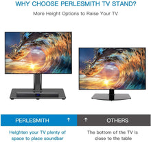 Load image into Gallery viewer, PERLESMITH Universal TV Stand Table Top TV Base for 37 to 70 inch LCD LED OLED 4K Flat Screen TVs - Height Adjustable TV Mount Stand with Tempered Glass Base, VESA 600x400mm, Holds up to 99lbs
