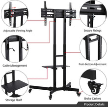 Load image into Gallery viewer, Yaheetech Mobile TV Cart with Mount on Wheels for 32-65 Inch LCD LED Plasma Flat Screens Height Adjustable Rolling TV Stand with Tray Max VESA 600x400mm
