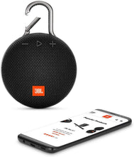 Load image into Gallery viewer, JBL Clip 3 Portable IPX7 Waterproof Wireless Bluetooth Speaker with Built-in Carabiner, Noise-Canceling Speakerphone and Microphone, Black (Renewed)
