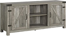 Load image into Gallery viewer, Walker Edison Furniture Company Farmhouse Barn Wood Universal Stand for TV's up to 64" Flat Screen Living Room Storage Cabinet Doors and Shelves Entertainment Center, 58 Inch, Grey Wash
