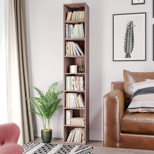 Load image into Gallery viewer, Homfa CD DVD Storage Tower Rack, 8-Tier Wooden Media Storage Organizer Cabinet Unit, 71 Inches Height Bookshelf Display Bookcase with Adjustable Shelves for CDs, Books, Video Games, Arts, Oak
