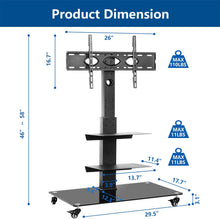 Load image into Gallery viewer, Rfiver Universal Mobile TV Stand Trolley Cart with Swivel Mount for Most 32"-65" LCD LED Plasma Flat\/Curved Screen TVs, Height Adjustable and Locking Wheels, Black Heavy Duty TV Mount Stand
