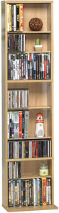 Atlantic Summit Adjustable Media Cabinet - Holds 261 CDs, 114 DVDs or 132 Blu-Rays, 6 Adjustable and 3 Fixed Shelves PN74735728 in Maple