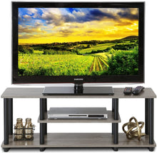 Load image into Gallery viewer, FURINNO Turn-N-Tube 3-Tier Entertainment TV Stand, Round, French Oak Grey\/Black
