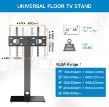 Load image into Gallery viewer, PERLESMITH Universal Floor TV Stand/Base with Swivel Mount for Most 32-65 inch LCD LED TVs - Height Adjustable, Cable Management and Space Saving, VESA 600x400mm, Perfect for Corner &amp; Bedroom
