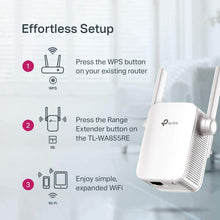 Load image into Gallery viewer, TP-Link N300 WiFi Extender,Covers Up to 800 Sq.ft, WiFi Range Extender supports up to 300Mbps speed, Wireless Signal Booster and Access Point for Home, Single Band 2.4Ghz only(TL-WA855RE)
