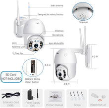Load image into Gallery viewer, Pan Tilt Outdoor Security Camera, 1080P Home WiFi IP Camera, Pan Tilt Dome Surveillance Cam, Two Way Audio Motion Detection Clear Night Vision Onvif Waterproof CCTV Camera Support Max 128G SD
