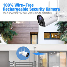 Load image into Gallery viewer, Conico Outdoor Security Camera, Wireless Rechargeable Battery Powered Camera 10400mAh, 1080P WiFi Surveillance Camera for Home with Night Vision, Two Way Audio, PIR Motion Detection, IP65 Waterproof
