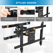 Load image into Gallery viewer, PERLESMITH Full Motion TV Wall Mount for 37-80 Inch Flat Curved TVs with Smooth Tilts Swivel &amp; Extends - Dual Articulating Arms Wall Mount TV Bracket Supports TVs up to 132 lbs Max VESA 600x400

